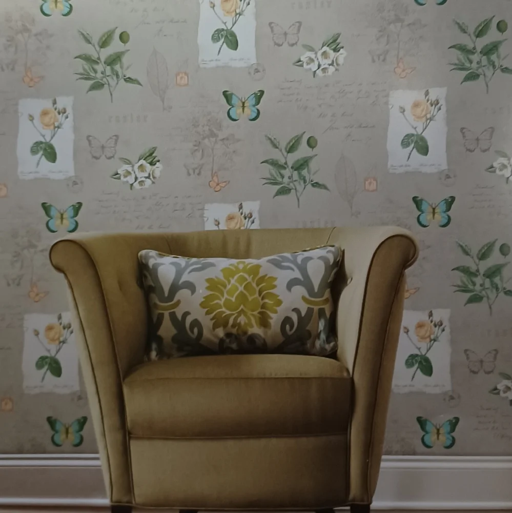 Wallpaper Botanical & Butterfly Rosier